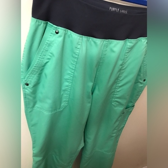 HEALING hands purple label tori womens mid rise stretch yoga scrub pants size ST - Picture 8 of 13